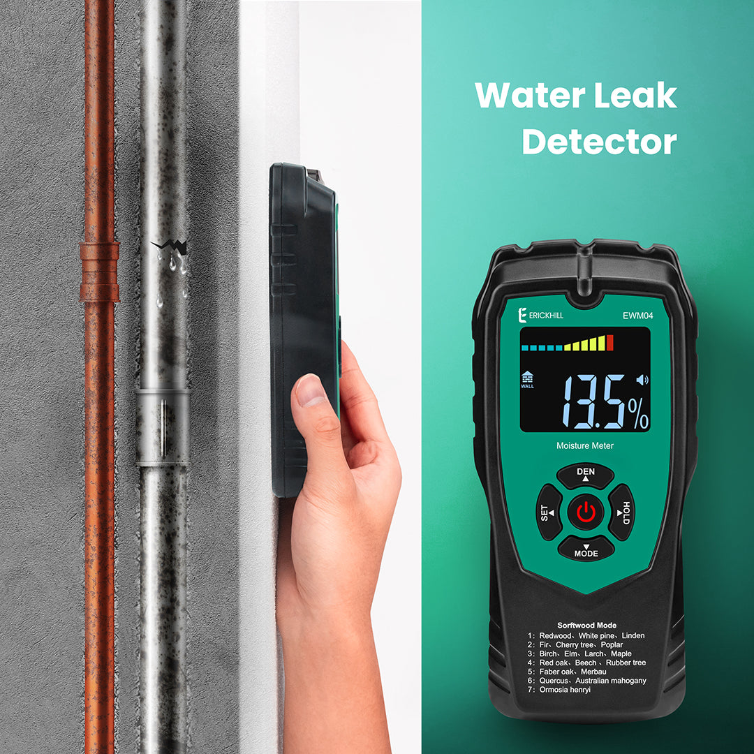 non-destructive
pinless design for water leak detector