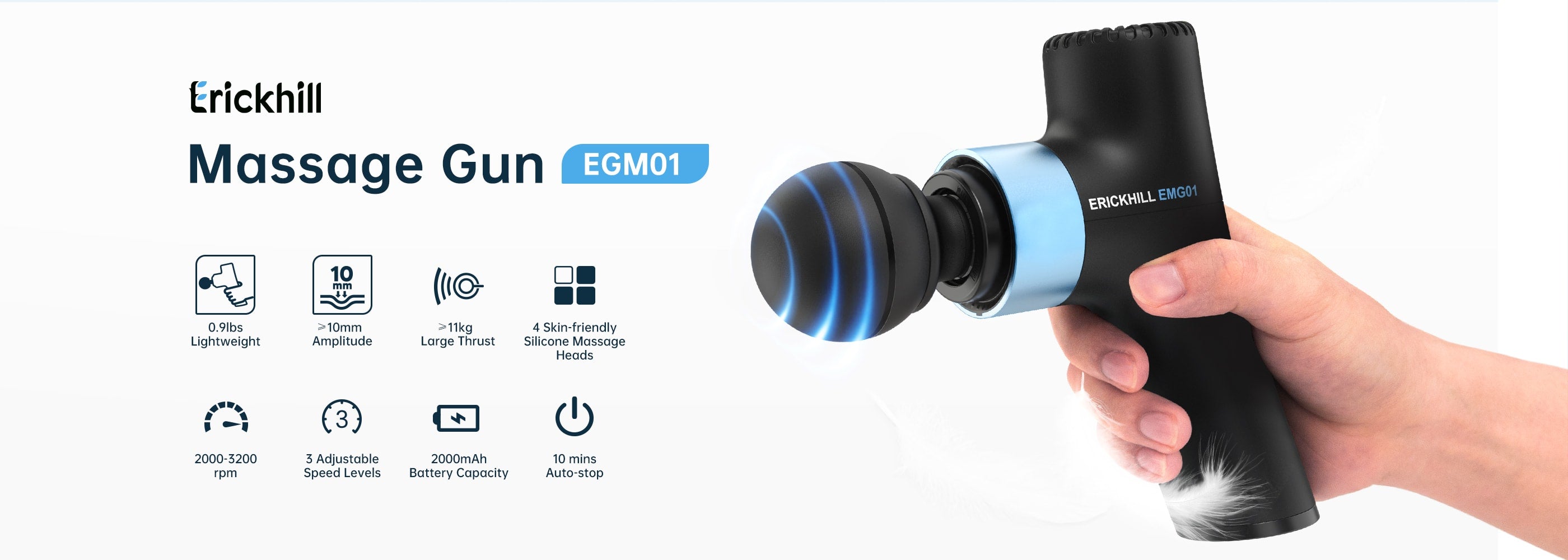 ERICKHILL EMG01 Mini Massage Gun with 4 Massage Heads