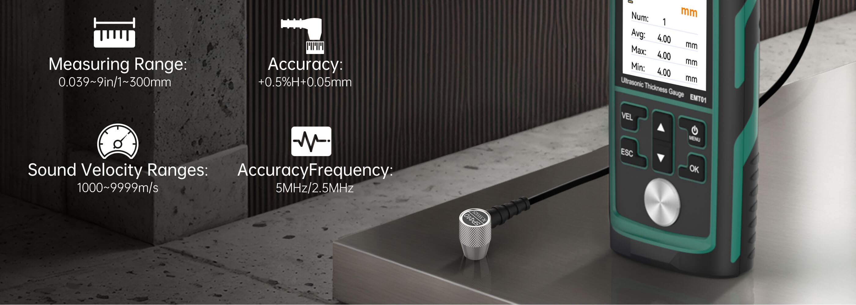 ERICKHILL EMT01 Ultrasonic Thickness Gauge Industrial