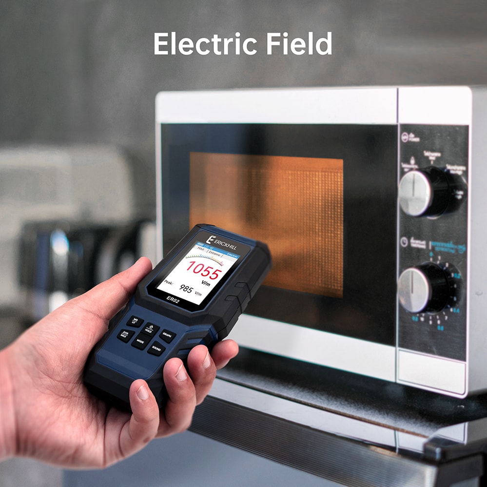 ERICKHILL ER02 EMF Meter – Portable EF/RF/MF radiation detector for home, office, and industrial use