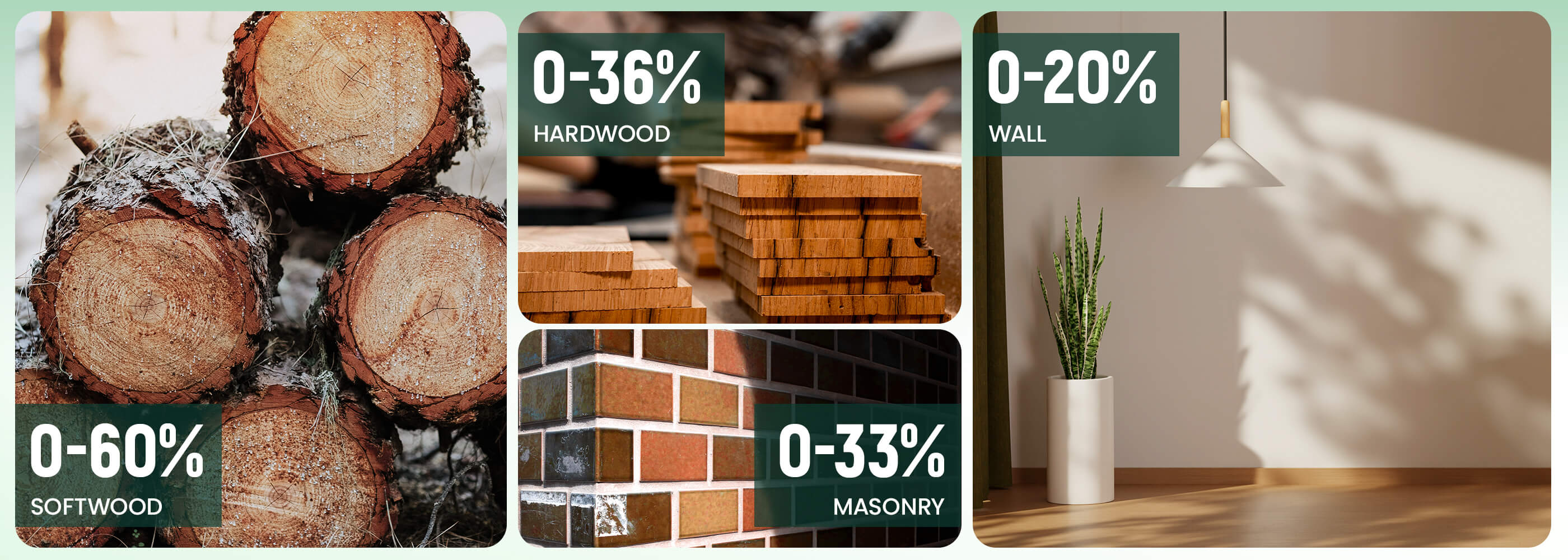ERICKHILL ewm04 wood moisture meter with 4 measurement modes: softwood, hardwood, wall, masonry