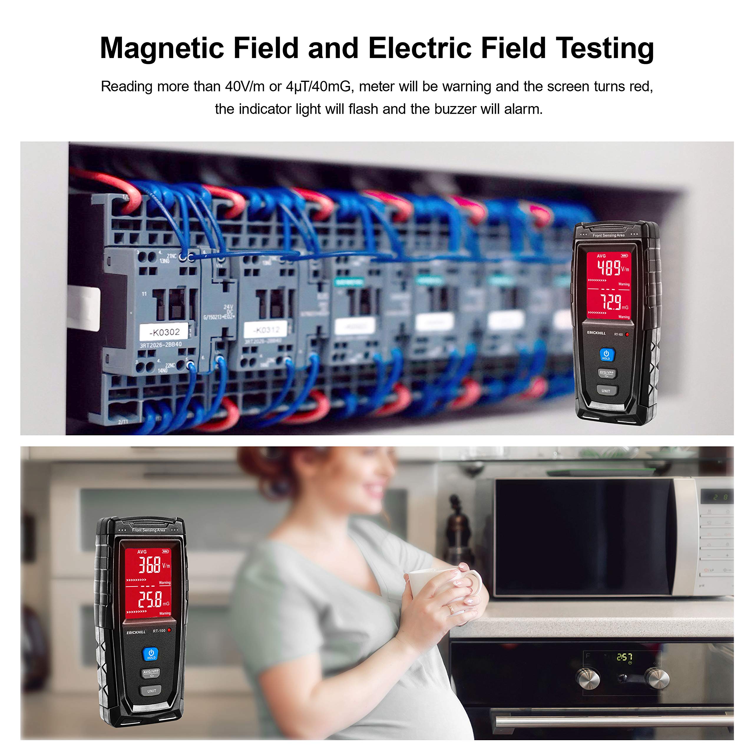 ERICKHILL RT-100 EMF Meter, Hand-held Electromagnetic Field Radiation Detector