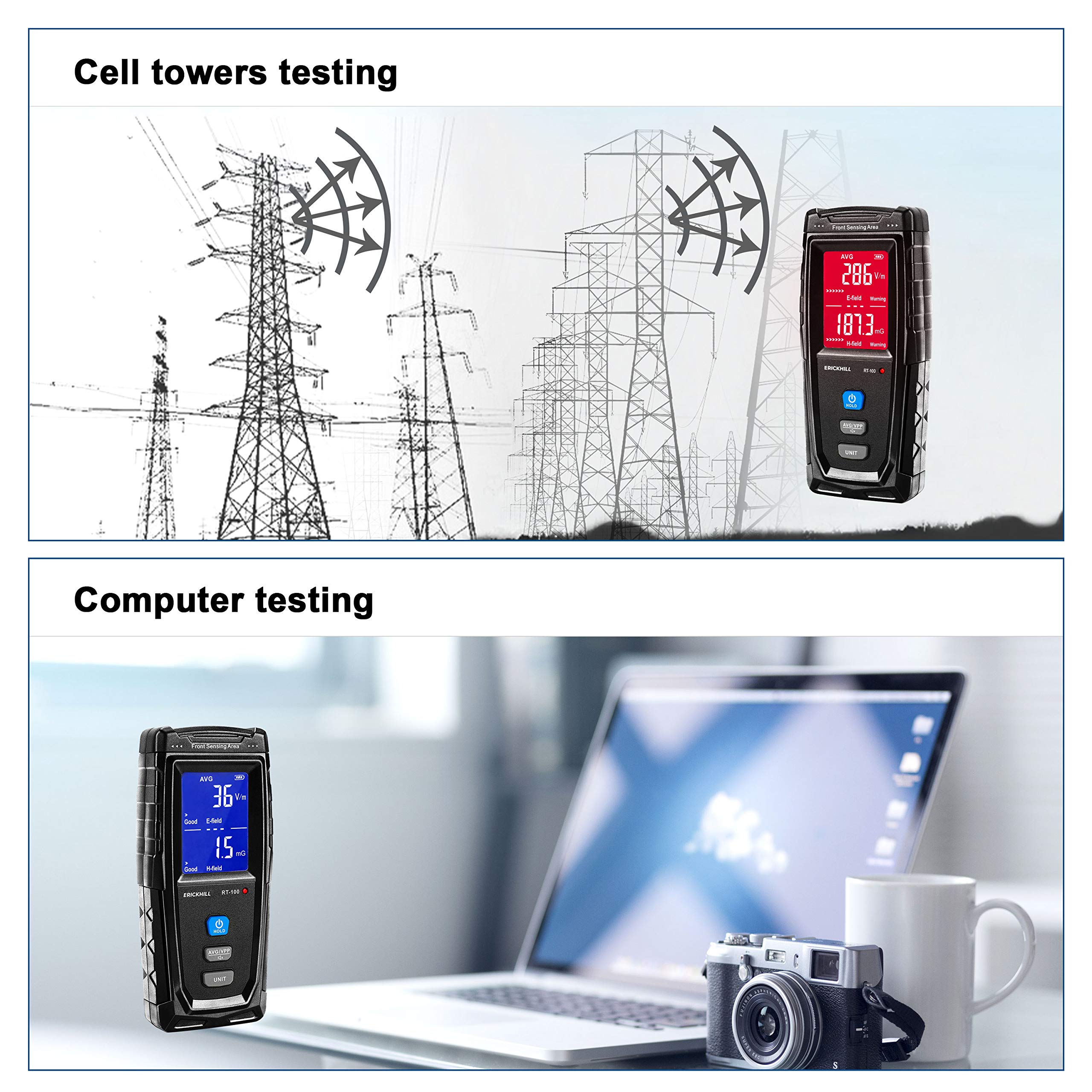 ERICKHILL RT-100 EMF Meter, Hand-held Electromagnetic Field Radiation Detector