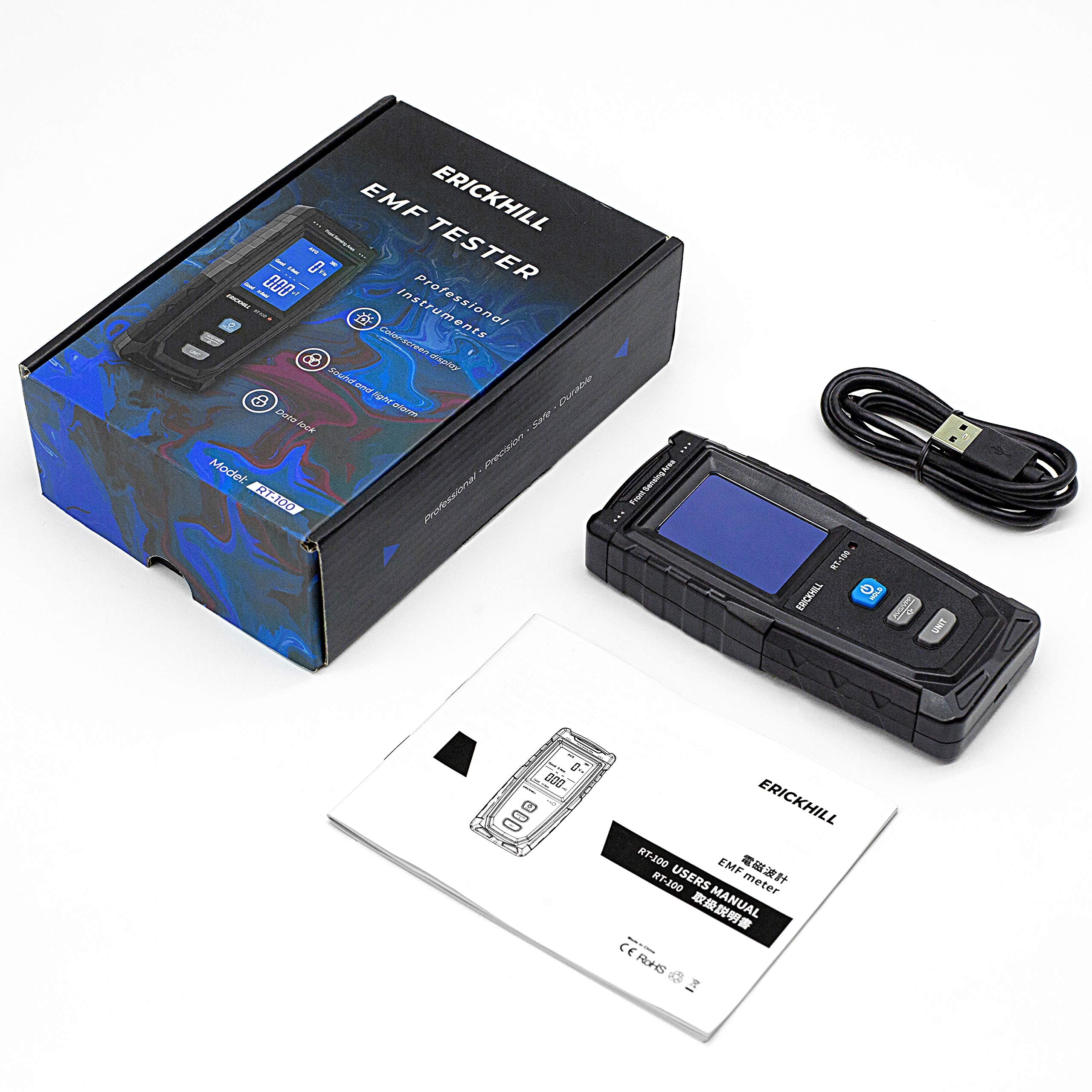 ERICKHILL RT-100 EMF Meter, Hand-held Electromagnetic Field Radiation Detector
