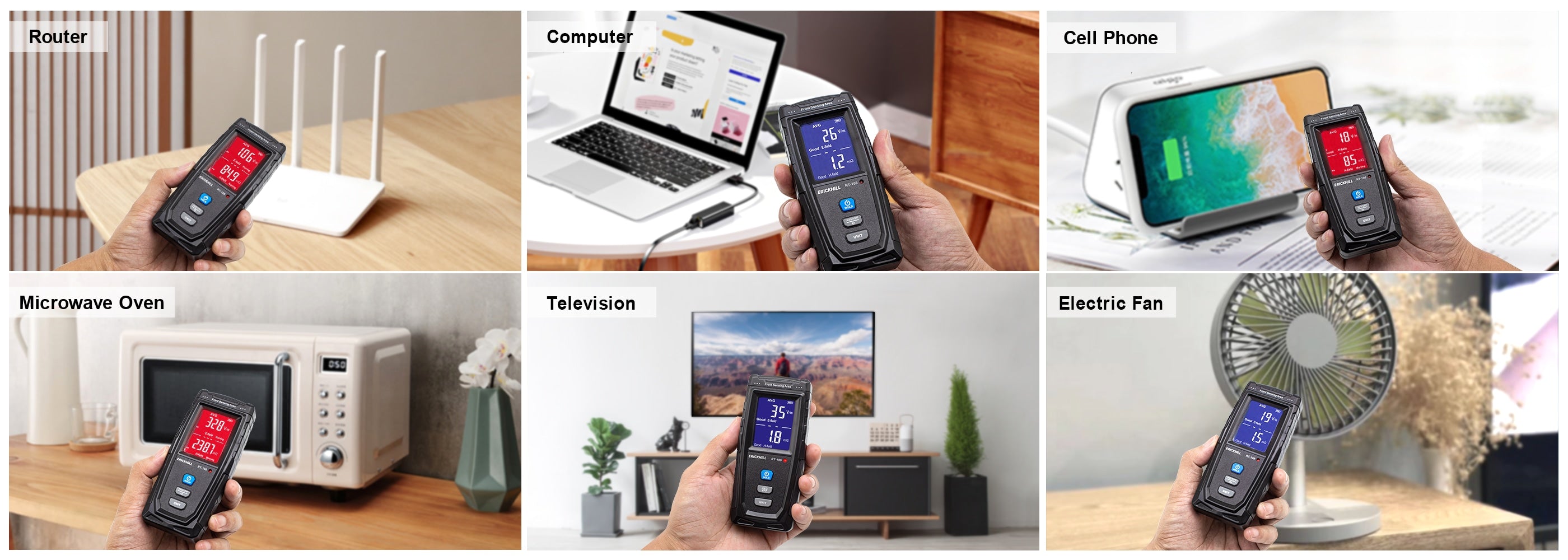 ERICKHILL RT-100 EMF Meter – Ideal for home, office, industrial use, and ghost hunting