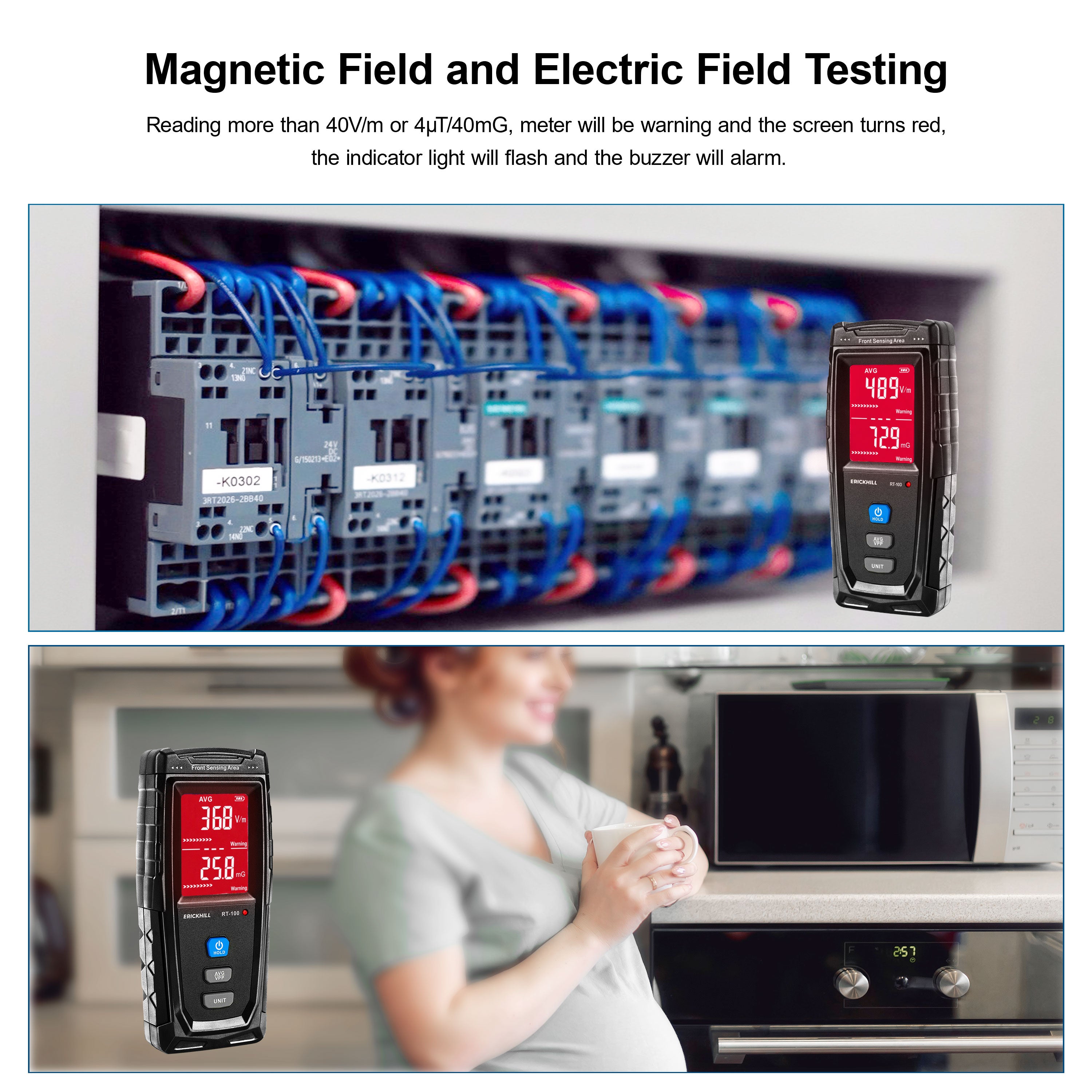 ERICKHILL RT-100 EMF Meter – Ideal for home, office, industrial use, and ghost hunting