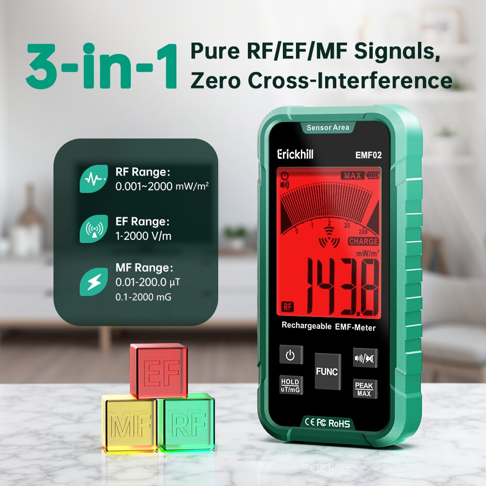 ERICKHILL EMF02 3 in 1 EMF Detector