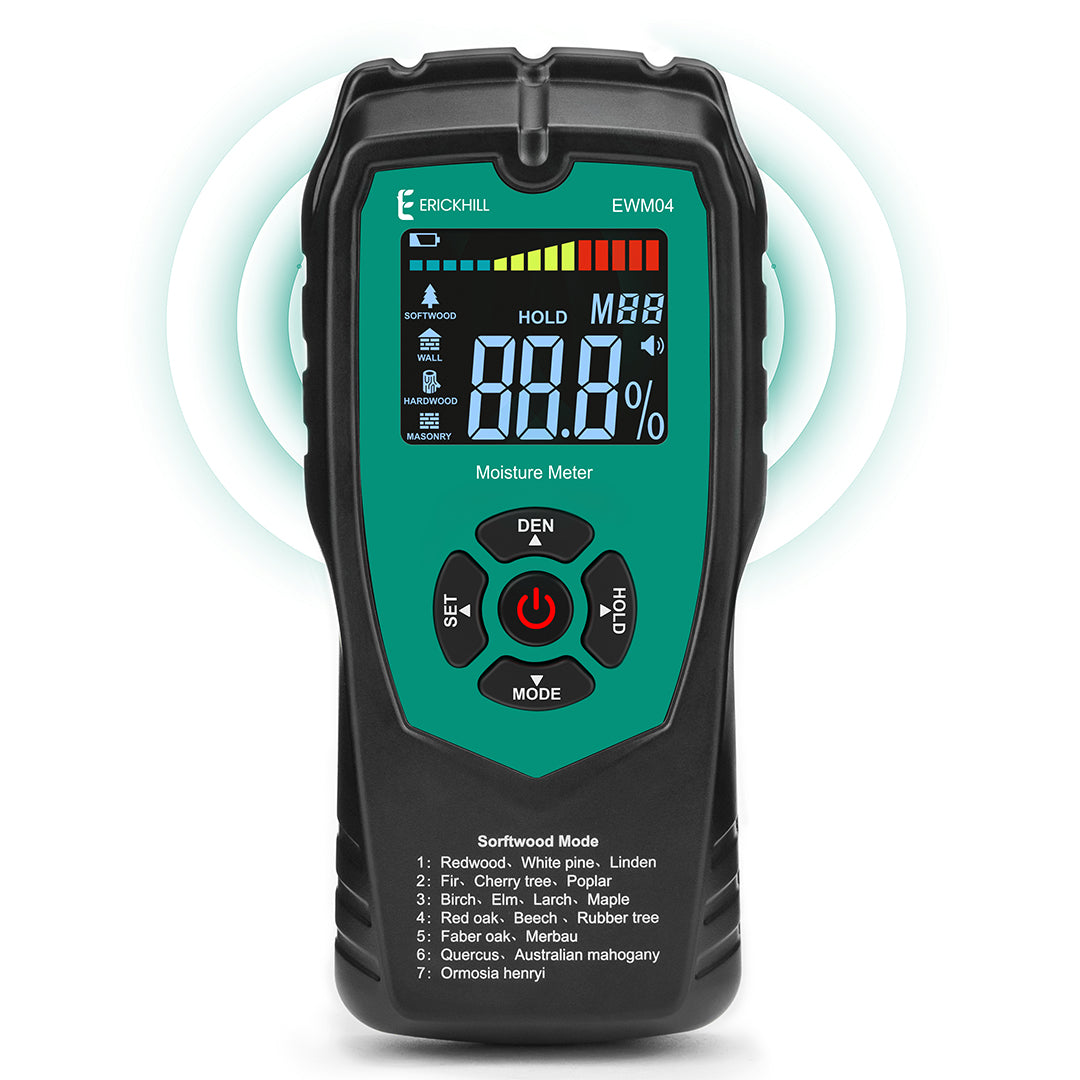ERICKHILL ewm04 wood moisture tester – portable digital meter for woodworking and home inspection