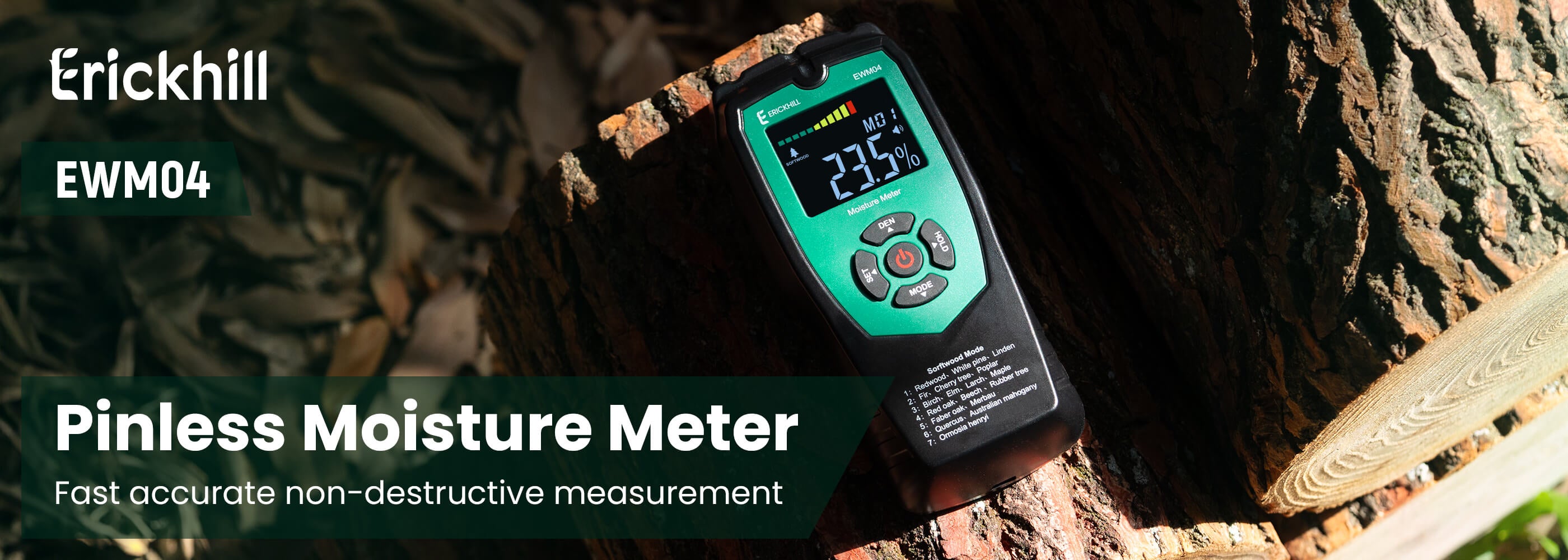 Erickhill EWM04 wood moisture meter  with fast accurate non-destructive measurement
